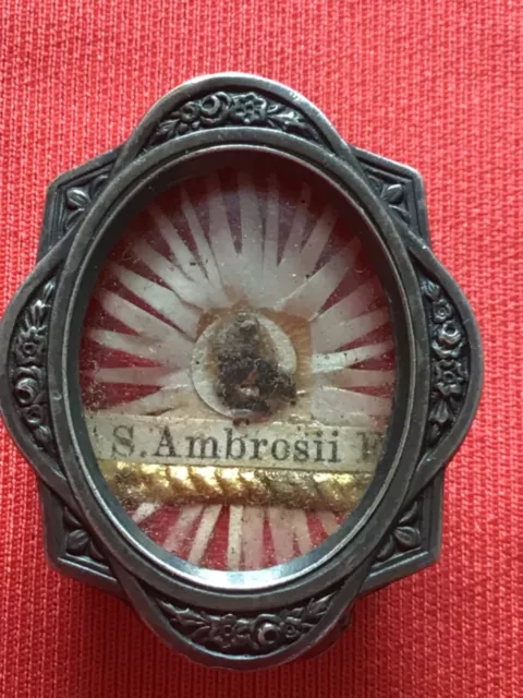 Antic reliquary relic S. Ambrose Bishop Milan and Doctor of church very rare
