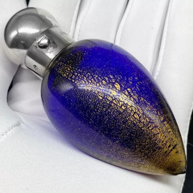 Victorian Goldsmiths Silversmiths Co Ltd Silver Aventurine Glass Perfume Bottle