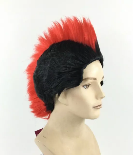 FUNTASY WIGS 1980's Punk MOHAWK Character Halloween Theatrical Wig Red/Black