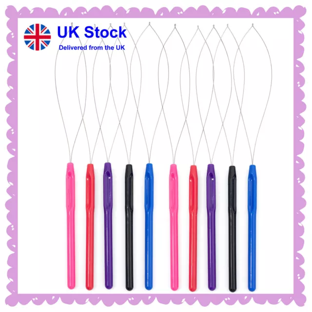 Nano Rings Micro Bead Loop Pulling Hook Tool Threader For Hair Extensions 1/5/10