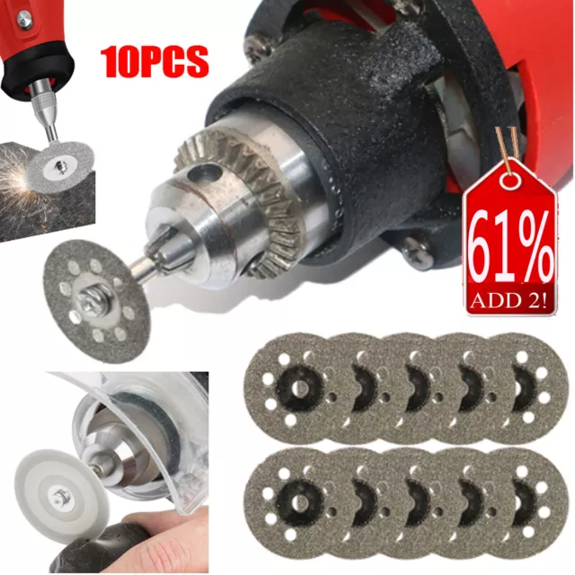 10X Diamond Cutting Discs Wheel Blades Set+Drill Bit For Dremel Rotary Tool UK