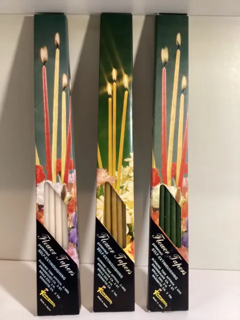 Kameyama Flower 15” Taper Candles (12 per box, 3 boxes total) Made in Japan