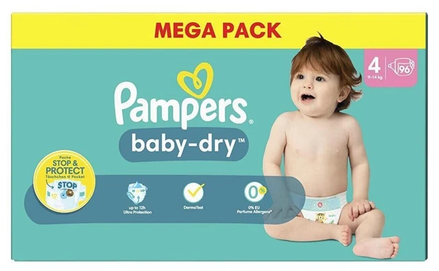 Couches Bébé Baby-Dry Taille 4 9Kg-14Kg PAMPERS 96 Couches