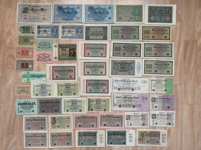 Lot - Banknoten - DEUTSCHES REICH - Erhaltung II(+) - 47 Stück - KEINE DUPLETTEN