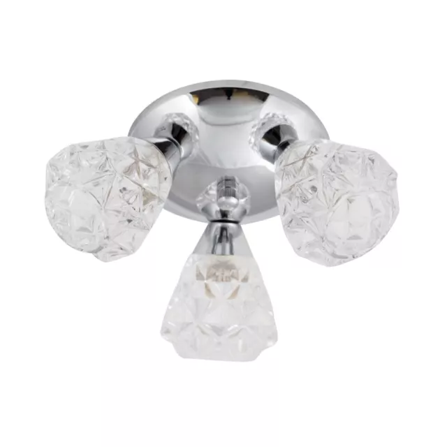 Modernes Chrom 3 Licht Unterputz Deckenleuchte Einbau Glasschirme Schlafzimmer Lounge