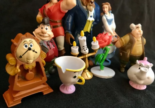 BEAUTY AND THE BEAST Figure Play Set DISNEY PVC TOY Belle LUMIERE Maurice LEFOU! 2