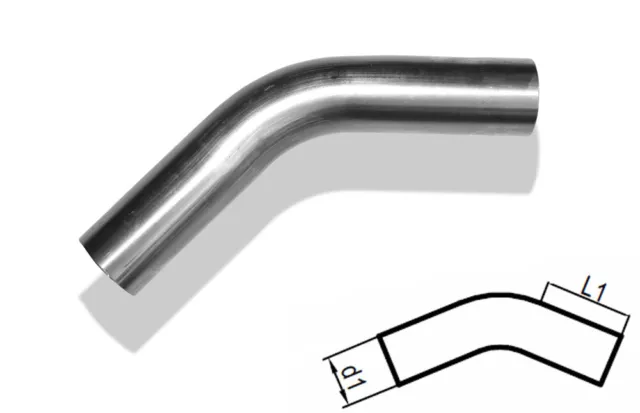 Fox Edelstahl Auspuff Rohrbogen ungeweitet, Durchmesser Ø60mm, Biegung 45°