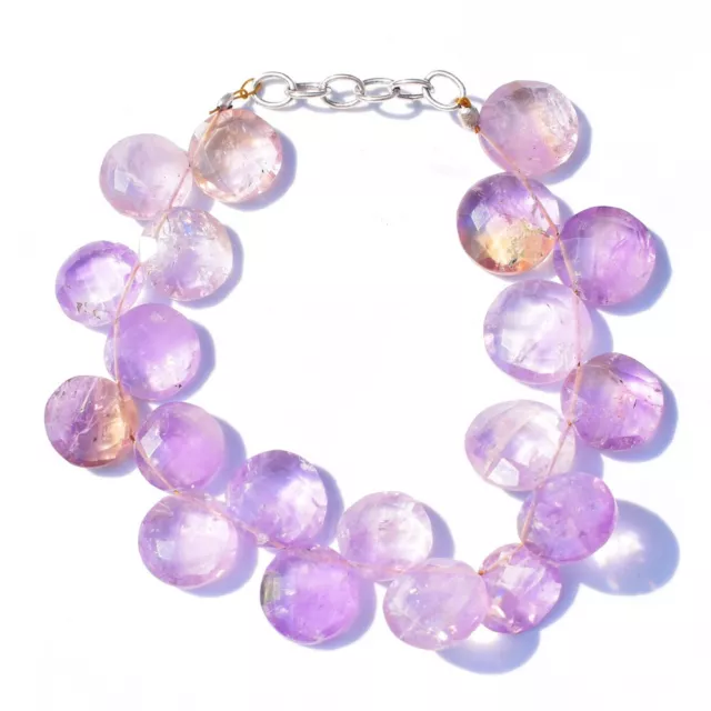 Round Shape Cts Earth Mined Ametrine Faceted Beaded Womens Bracelet SK 14 E459