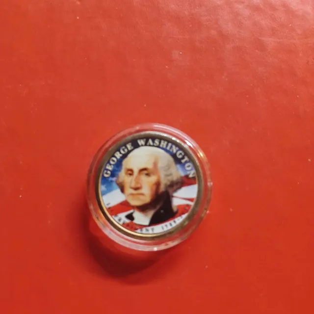 COLORIZED 2-sided 2007 Washington  Presidential $1 Dollar US President Coin