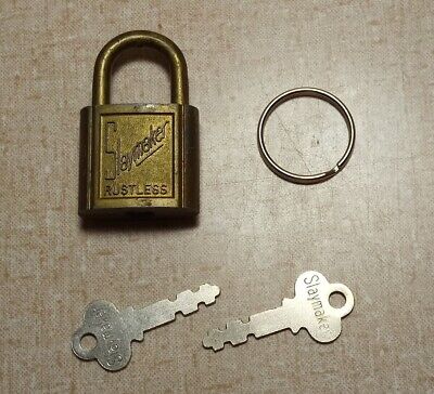 Vintage Slaymaker Rustless Padlock Lock w 2 Keys Precision Made USA