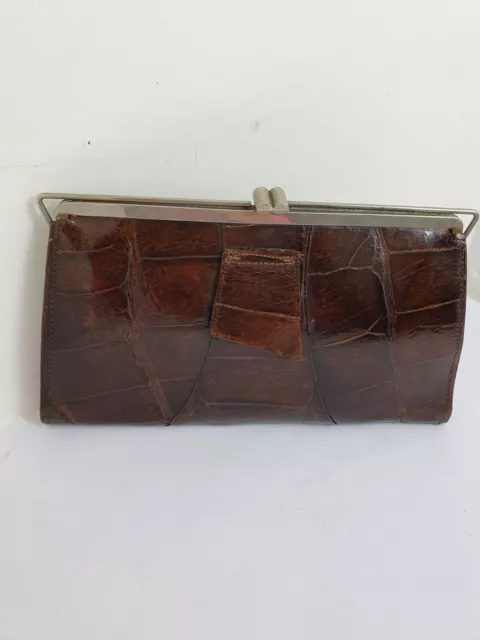 Vintage 1930s art deco crocodile clutch bag