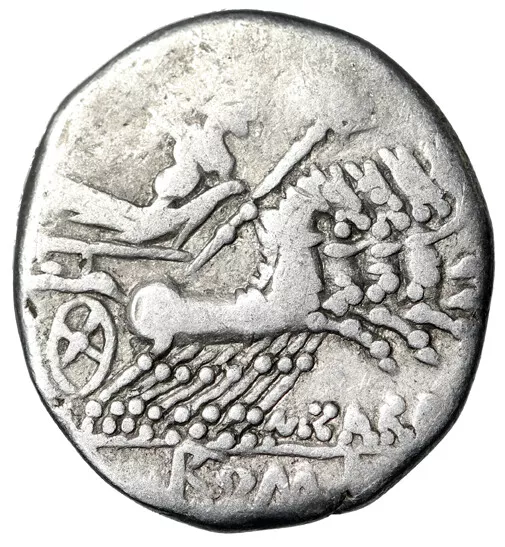 CERTIFIED AUTHENTIC Roman Republican Silver Denarius Coin w COA M Carno CHARIOT