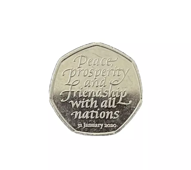 Moneta 50p Brexit Pace Prosperità e Amicizia 2020 Regina Elisabetta II