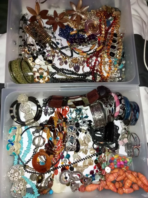 Vintage Jewellery Bundle Joblot. Mixed Materials. Enamel, Mother Of Pearl Etc