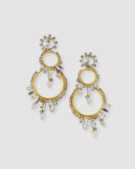 $298 Elizabeth Cole Women 24K Gold Plated Harris Graduated-Hoop Crystal Earrings