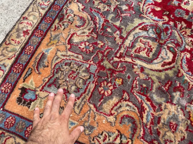 7x11 VINTAGE RED RUG HAND-KNOTTED oriental handmade wool blue old antique 8x10