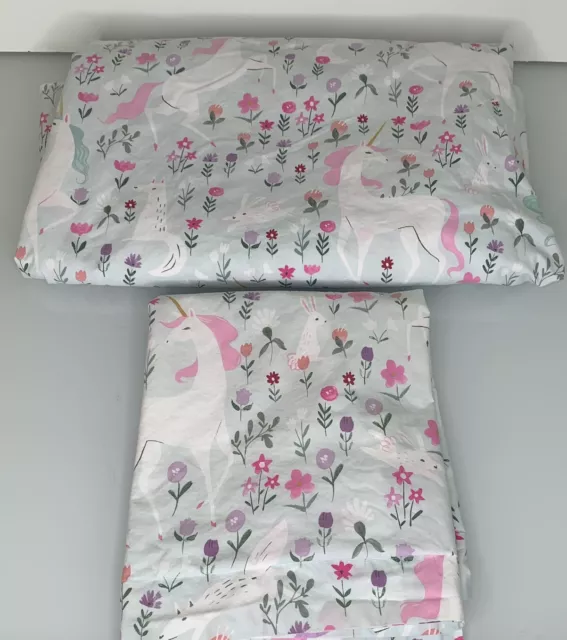 POTTERY BARN KIDS Mystical Unicorn Twin Duvet Cover & 1 Pillow Sham Organic