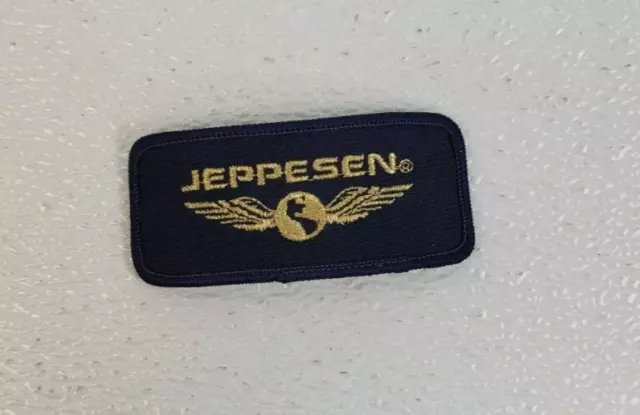 Vintage Jeppesen Black W/Gold Lettering Aviation Pilot Patch