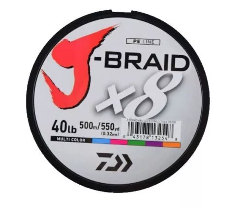 Daiwa J-Braid X8 300m Mainline Braided Line - Multi Colour All Breaking Strains