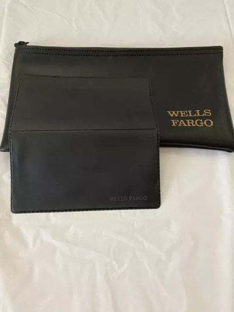 NEW WELLS FARGO BANK Money Deposit Bank Bag & WELLS FARGO Checkbook Cover!