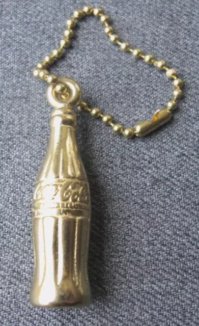 Vintage golden metal coca cola miniature bottle key chain