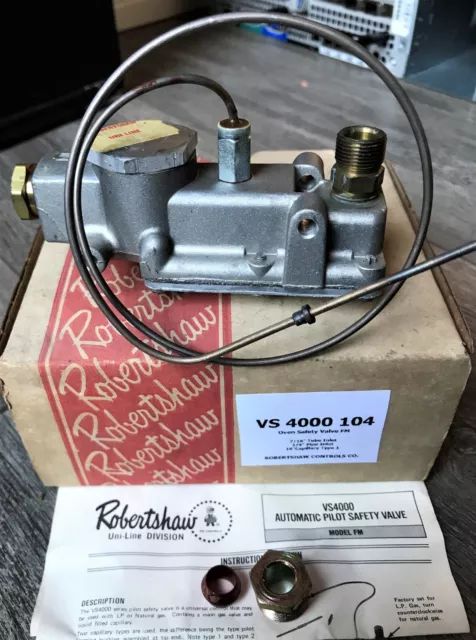 Robertshaw VS 4000-104 Gas Safety Valve FM 7/16" Tube+1/4" Pipe Inlets /18" Cap