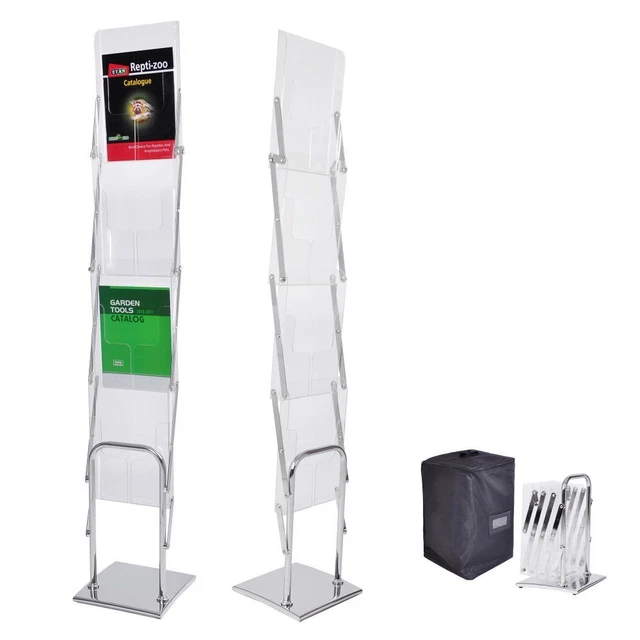 Aluminum transparent 4 layers Pop Up Brochure Holder