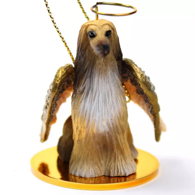 Afghan Hound Ornament Angel Figurine Hand Painted Tan & White