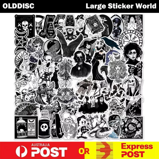 50pcs Black White Gothic Style Vinyl Sticker Luggage Car Laptop Phone Skateboard