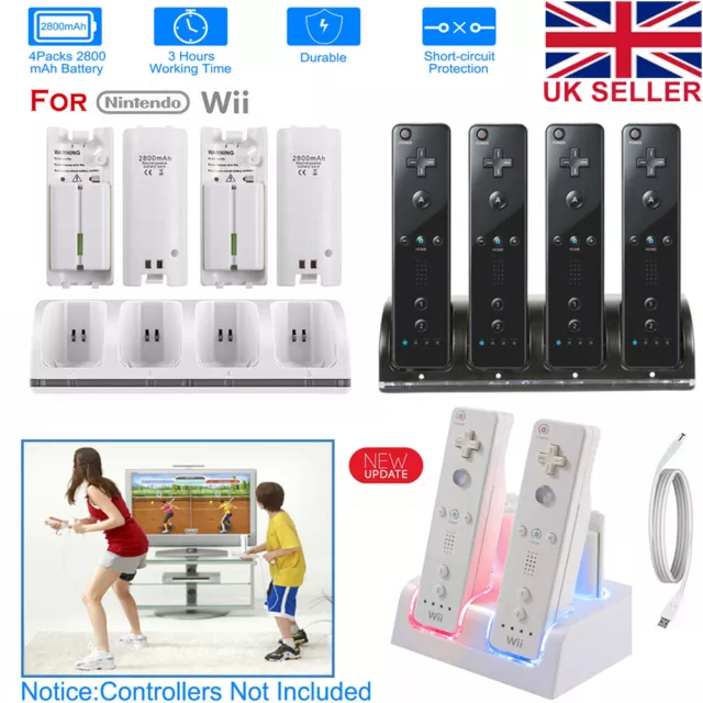 For Wii / Wii U Remote Controller Battery Pack Rechargeable Charger Dock Station