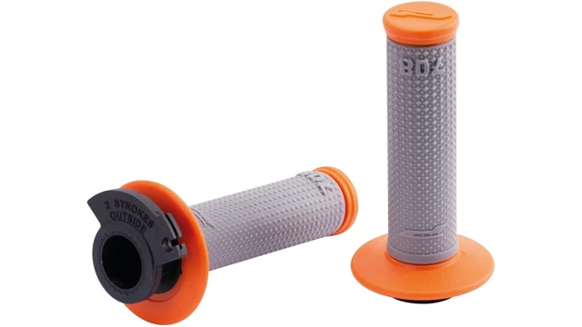 Motorcycle Rubber Handlebar Grips Throttle Gas Regulator Grey Orange Progrip708