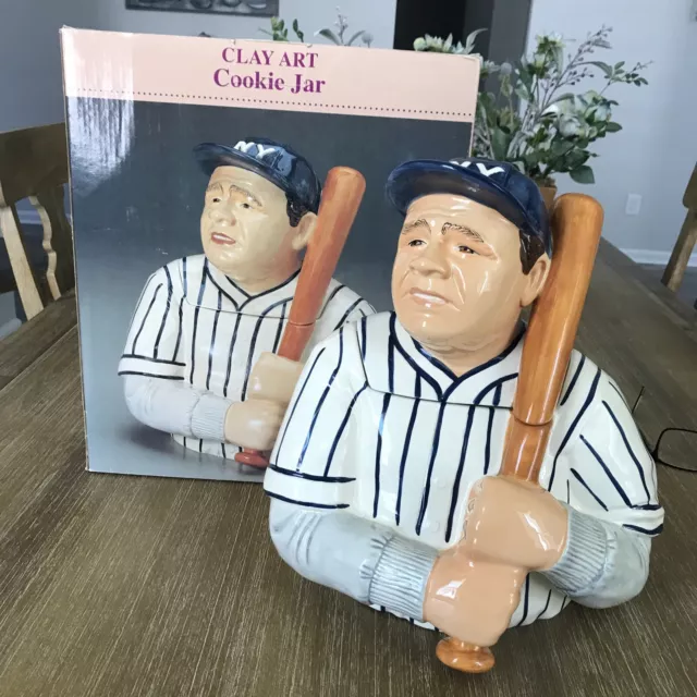 1997 Babe Ruth Clay Art Cookie Jar Hand Painted