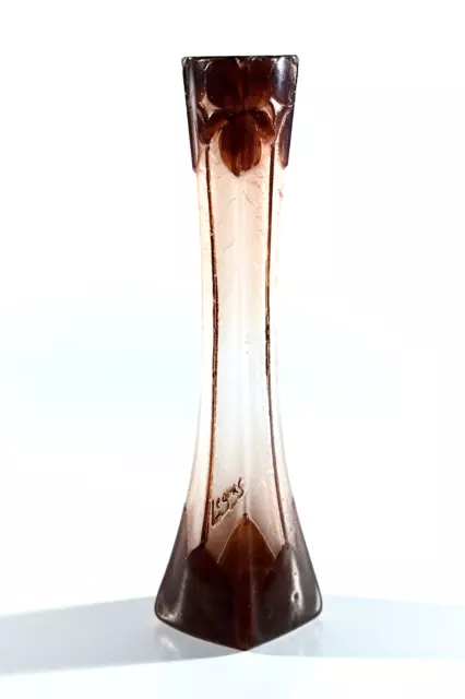 LEGRAS France Jugendstil Art Nouveau Eisglas / Überfangglas Vase ° Soliflore °