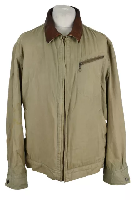 TIMBERLAND Authentics Beige Windcheater Jacket size XL Mens Full Zip Cotton