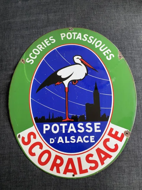 Ancienne Plaque Émaillée Potasse D’Alsace Scoralsace