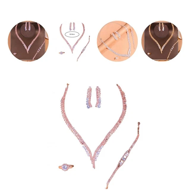 1 Set Frauen Schmuck Set Elegante Dekorative Halskette Armband Ohrringe Ring