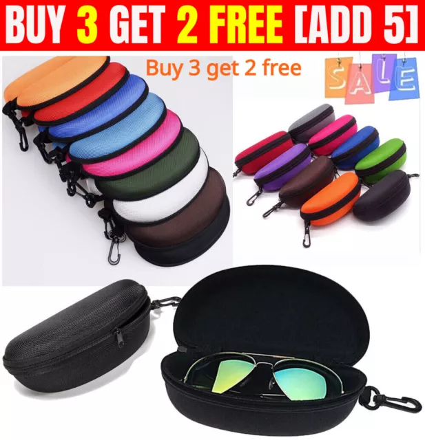 Portable Zipper Eye Glasses Box Sunglasses Protect Hard Case Shell Clam Pouch UK
