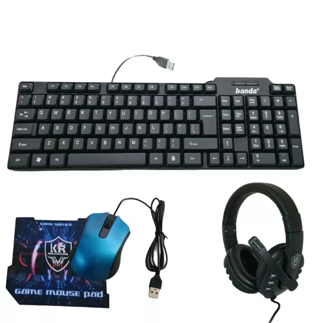 Kit Completo Gaming Tastiera Mouse Cuffie Tappetino 4 In 1 Gioco Usb K50