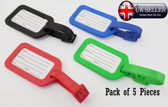5pcs Luggage Tags Personalised Travel Bag Name Address Label Suitcase ID