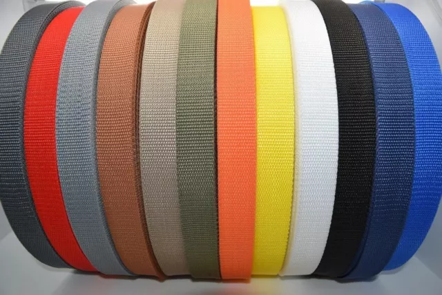 Choice of Colours Polypropylene Webbing Tape/Strap 20mm-25mm-30mm-40mm-50mm