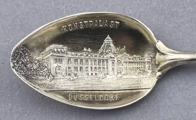 Andenkenlöffel Düsseldorf Kunstpalast 800er Silber vergoldet Emaille Löffel (AB)