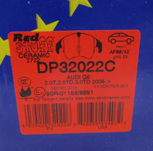 EBC DP32022C Redstuff Bremsbelagsatz vorne für Audi A6 4G2 C7 4GC