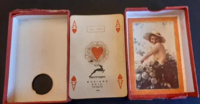 Modiano mazzo carte da gioco poker bridge N°30 regno d'Italia 1943 in cofanetto