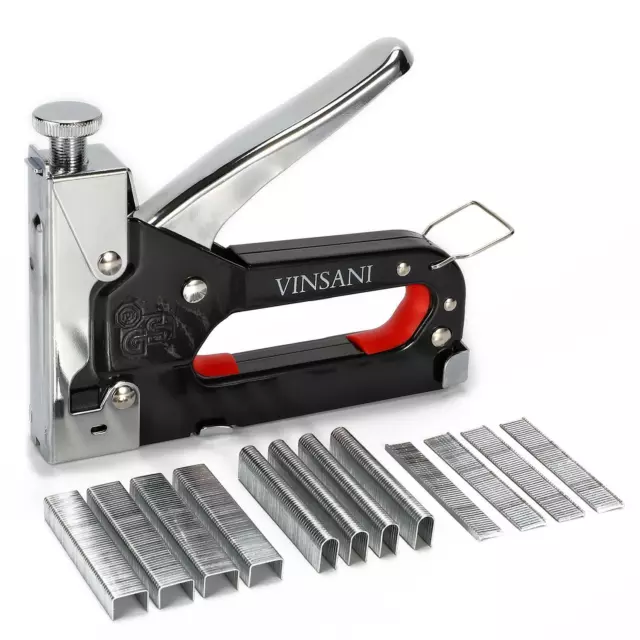 Vinsani Heavy Duty Stainless Steel Metal Staple Tacker Gun with Staples