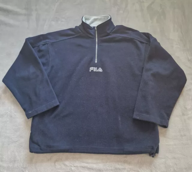 Vintage Fila Fleece Mens Medium Blue Y2K Outdoor 1/4 Zip Casual