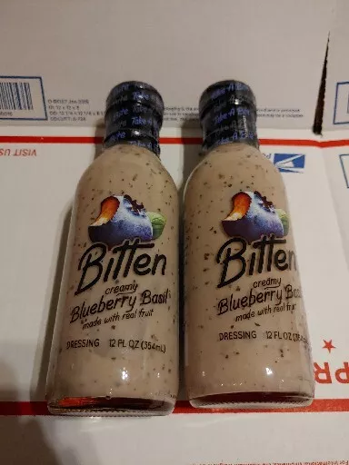 Bitten Creamy Blueberry Basil Salad Dressing 2 - 12oz Bottles - Fast Shipping