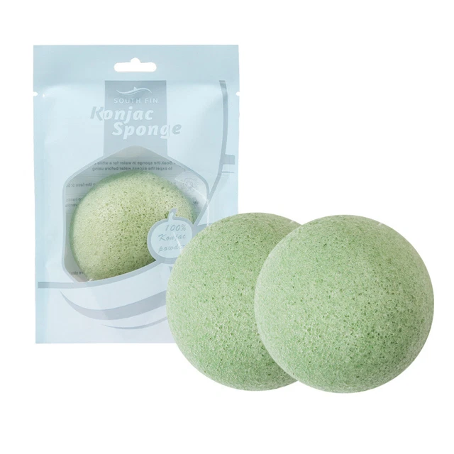 Semicírculo natural de carbón esponja facial Konjac 3 piezas