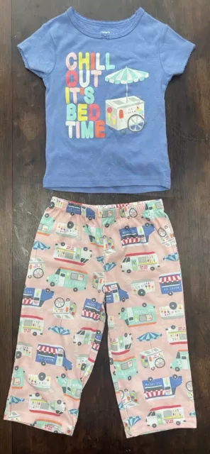 Carters Baby Girl 2-Piece Ice Cream Truck Colorful Short Sleeve PJ Blue Pink 24M
