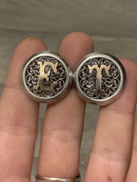 Anciens boutons de manchettes argent or 1900