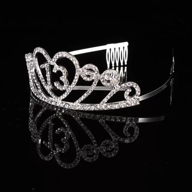 Tiara 13th Birthday Rhinestone Belt Princess Hair Tie Bands The Crown 3